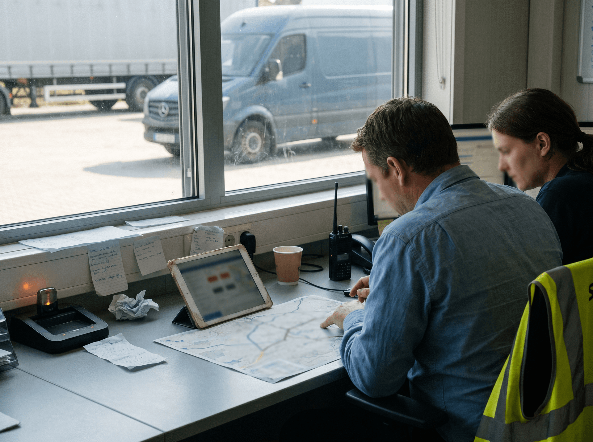 Mitarbeitende in einem Logistikbüro bei der operativen Abstimmung