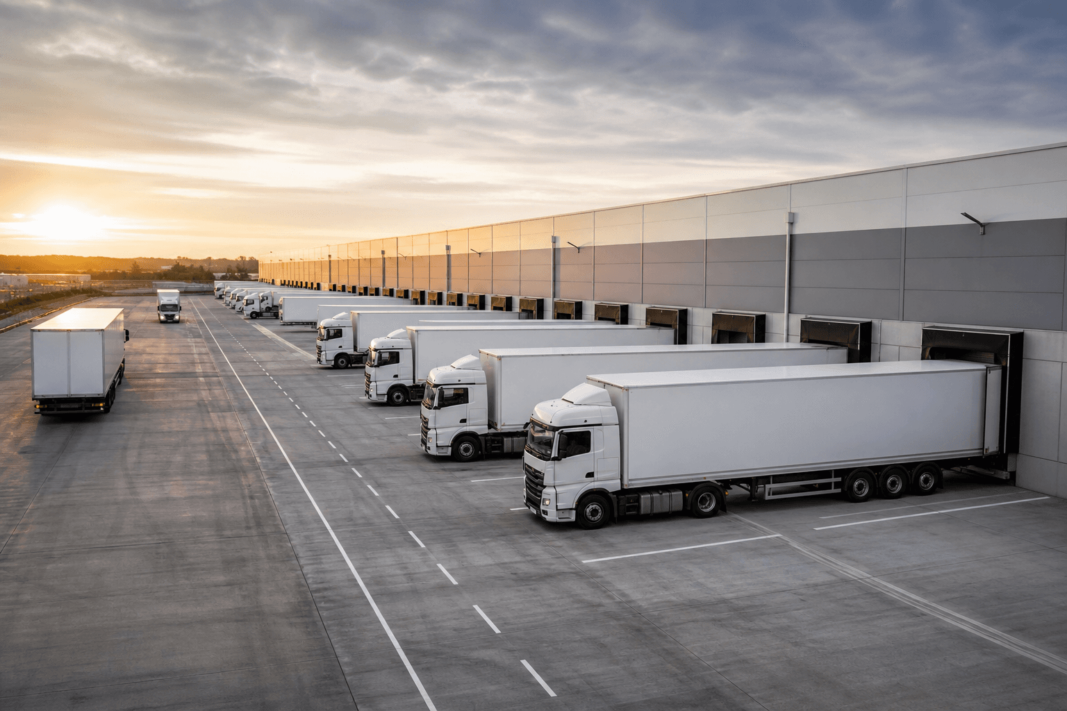 Mehrere LKW an einem Distribution Hub