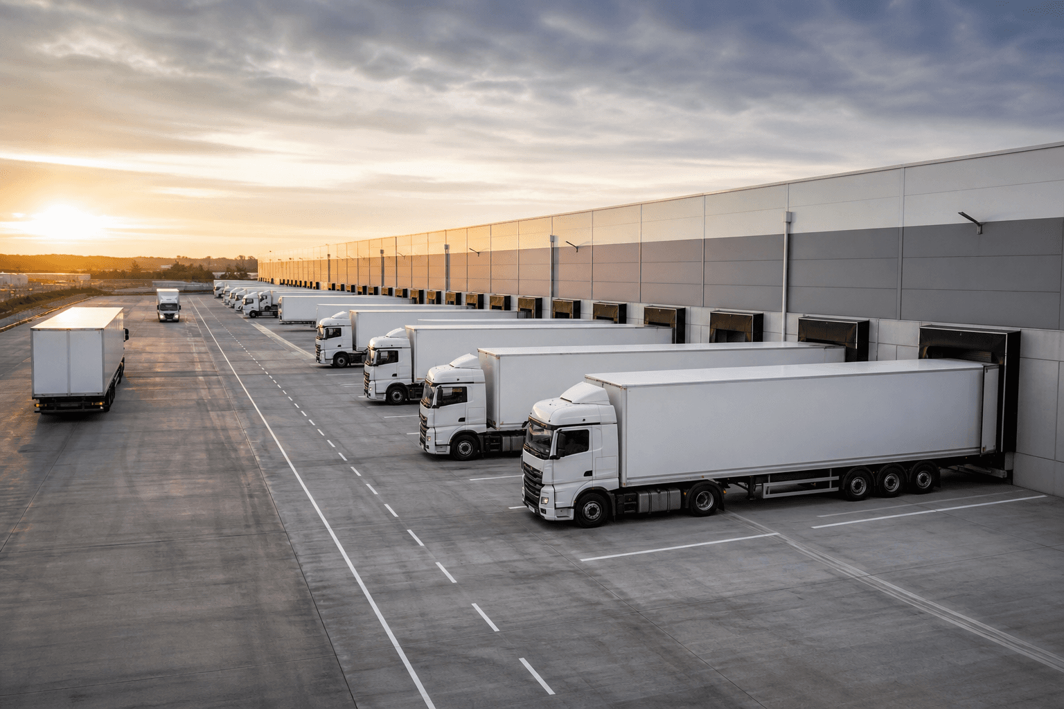 Mehrere LKW an einem Distribution Hub
